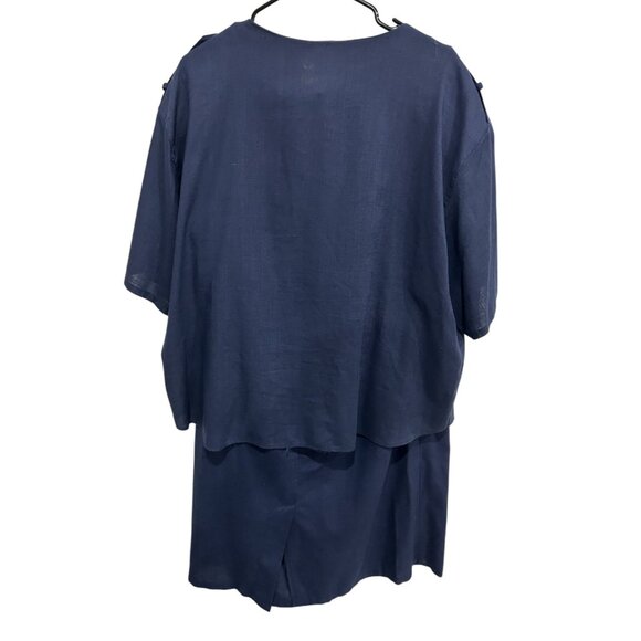Vintage Lady 12 West Blue 2 Piece Shirt Skirt Set Blue Plus Size Retro Classic - Picture 2 of 16